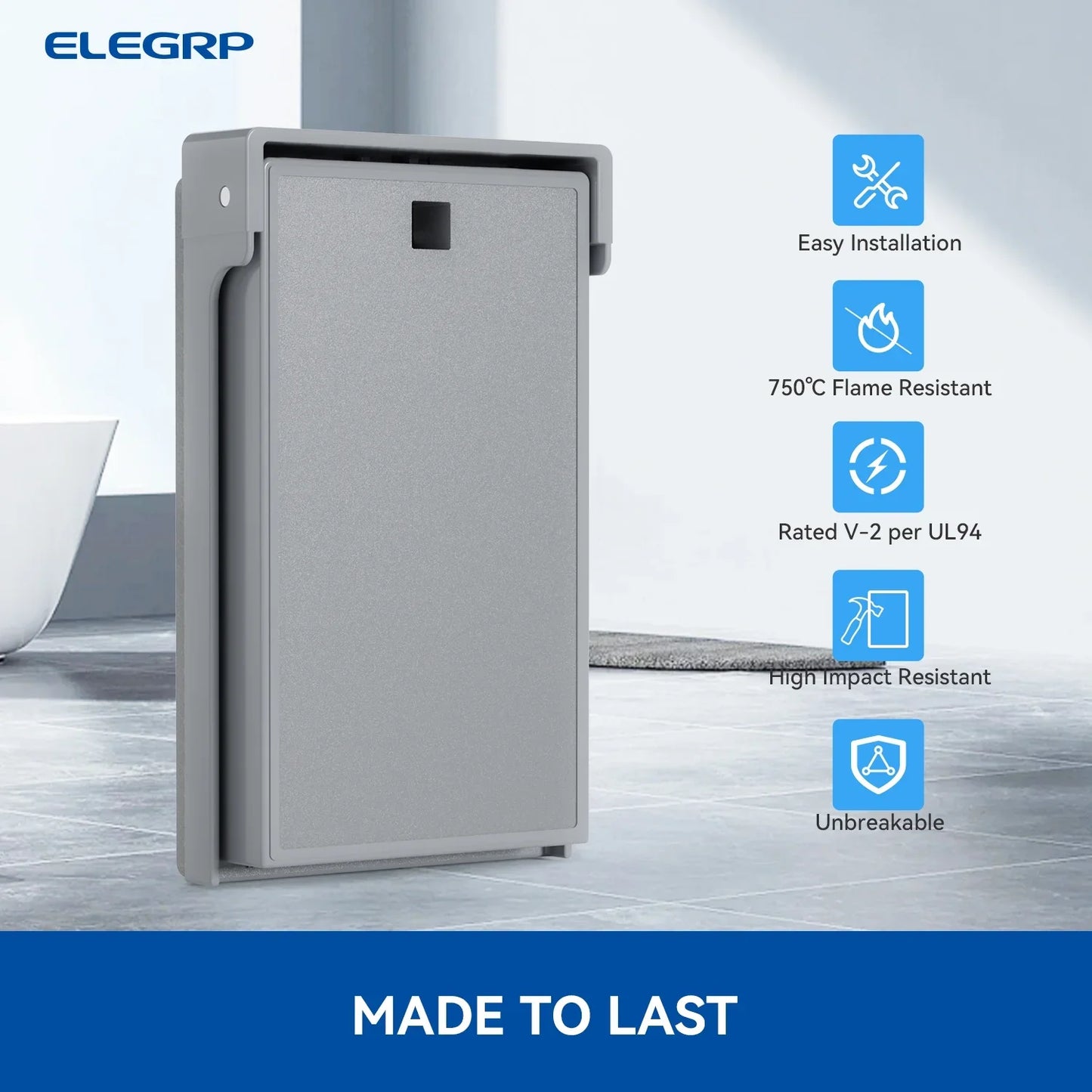 ELEGRP Vertical Outdoor Cover for Decorative Receptacles, Weatherproof Wall Plate, Outdoor Electrical Outlet Cover, Standard Size 1-Gang 4.85” x 2.82”, Thermoplastic, 5 Pack, Grey