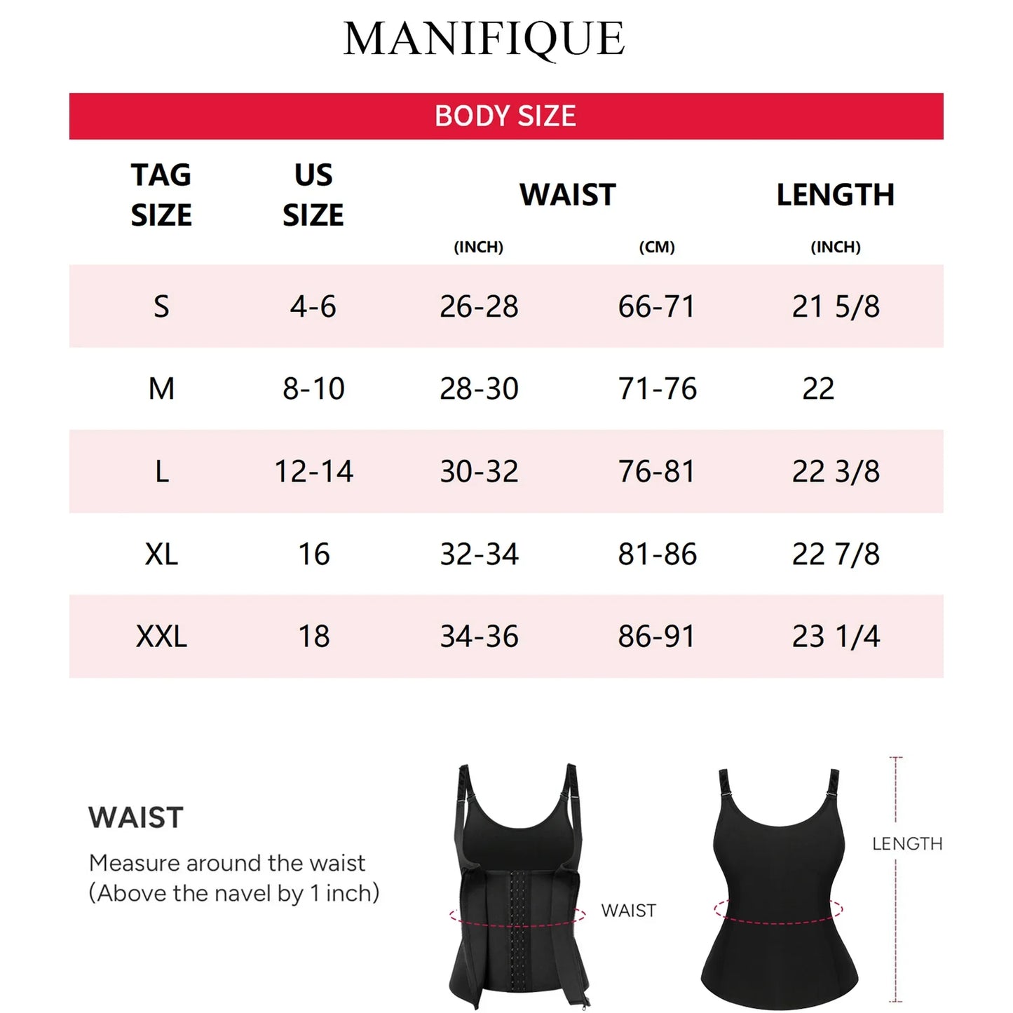MANIFIQUE Waist Trainer for Women Corset Tops Tummy Control Shapewear Sport Girdle Workout Black Vest