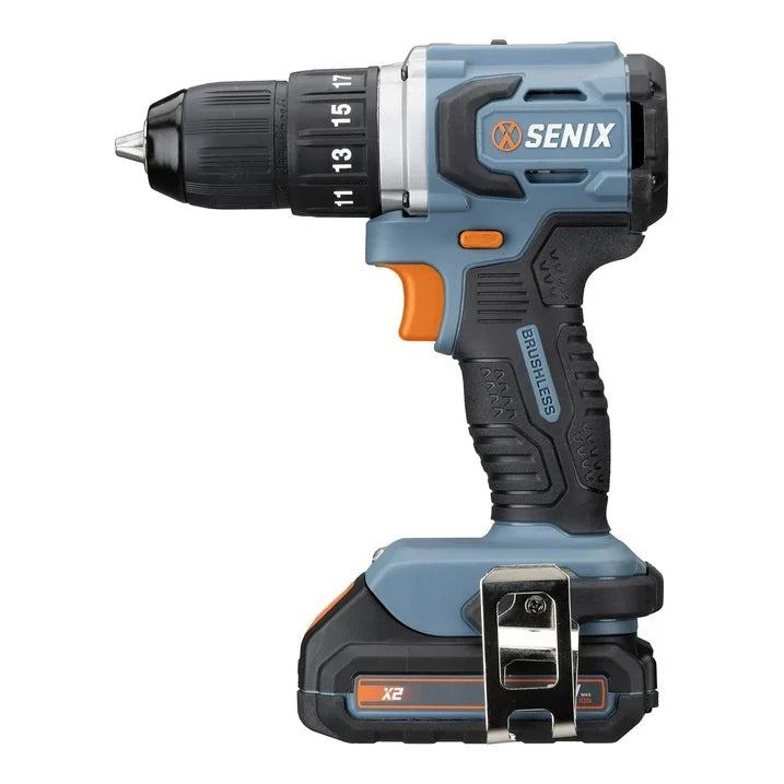 SENIX 20 Volt Max* Brushless 1/2-Inch Drill Driver, 45 Foot-Pounds of Max Torque, 2000 RPM Max, (Battery, Charger and Soft Bag Included) PDDX2-M2