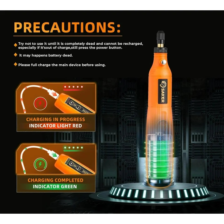 Saker Cordless Rotary Tool, 5 Speed, 3.7V Power Rotary Tools Kit with 61 Accessories for Engraving, Drilling, Sanding, Grinding, Polishing, Carving