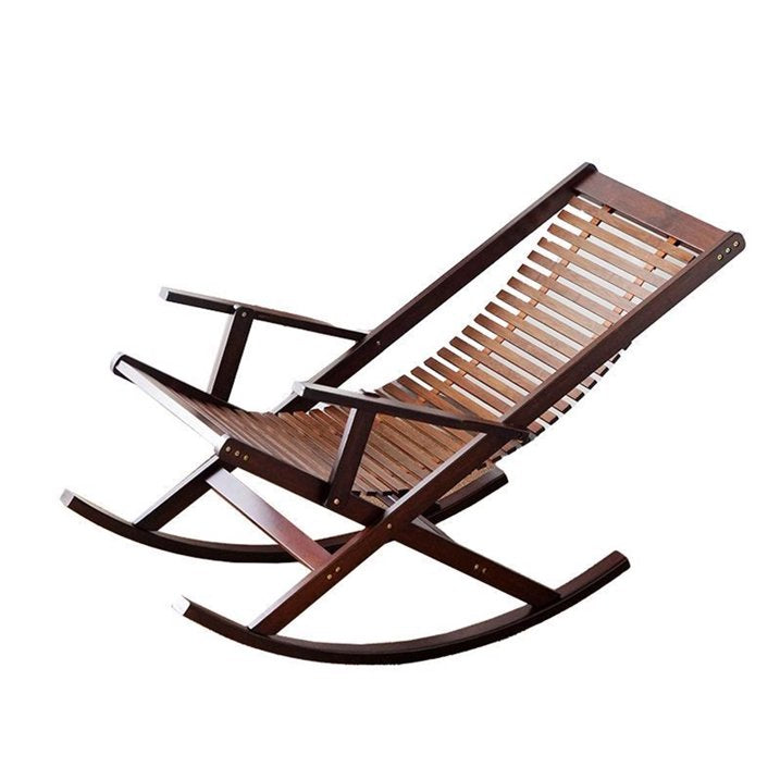 SUSUZI Bamboo Rocking Chair with Armrests, Ergonomic Design, Indoor/Outdoor Use, Supports 350lbs, Walmut, Easy Assembly