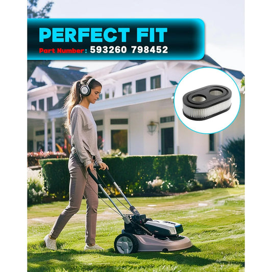 593260 Air Filter for Briggs Stratton 798452 798339 5432 5432k, 550ex 675exi 725exi Series Engines Model and More, Lawn Mower Air Filter Parts for Troy Bilt TB110 TB200 TB230 Lawnmower, 4 Pack