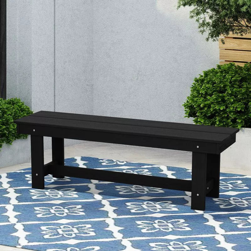 Hyleory HDPE Outdoor Patio Dining Bench Durable Weather Resistant Simple Stool