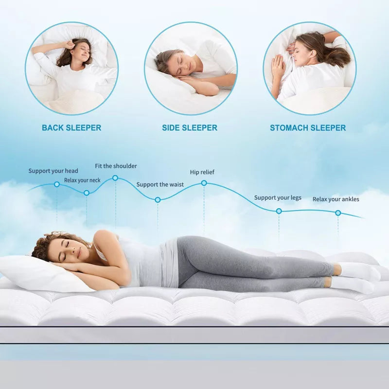HYLEORY Dual Layer 4 Inch Memory Foam Mattress Topper, 2 Inch Gel Memory Foam and 2 Inch Cooling Pillow