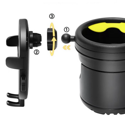 3-in-1 Walker Cup Holder with Phone Holder, Wheelchair Cup Holder, Rollator Cup Holder, Cup Phone Holder for Walker, Wheelchair, Rollator, Mobility Scooter, Black