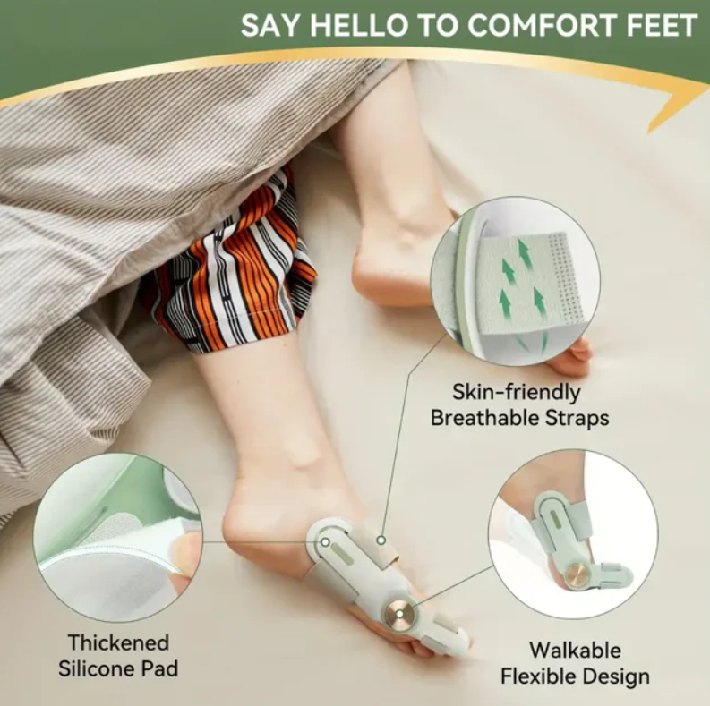 Double Correction Bunion Corrector, Adjustable Knob Orthopedic Bunion Splint with 3 Angle Fixing Plates, Hand Wash Only, Polyester, Toe Separator for Men and Women