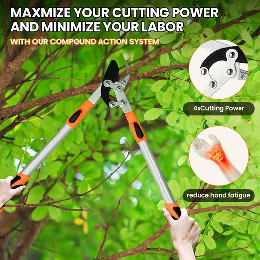 Sentryse Extendable Anvil Loppers, 27 41 Telescopic Tree Trimmer, Long Handle Branch Cutter with 2 Clean Cut Capacity for Gardening Pruning
