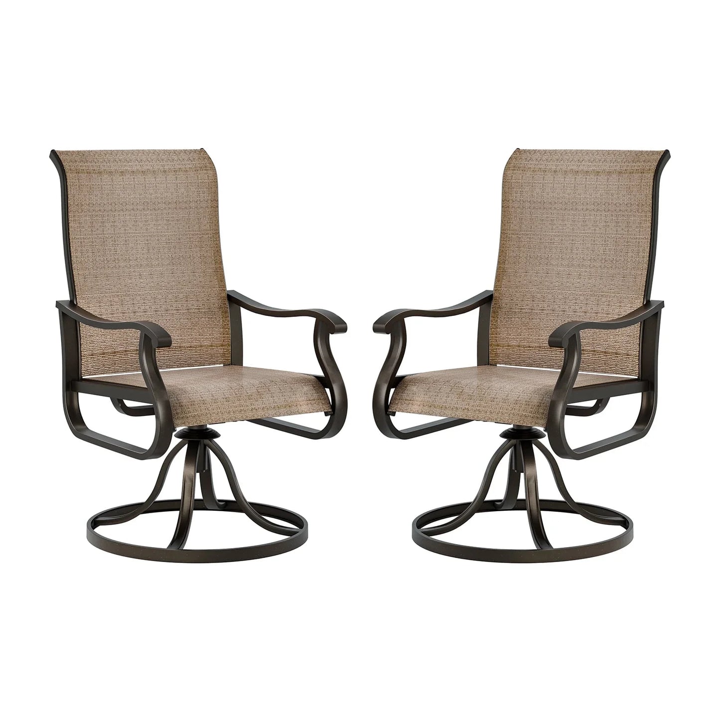 UDPATIO High Back Outdoor Dining Chairs Set of 2, All Weather Swivel Patio Chairs, Breathable Garden Outdoor Furniture for Backyard Deck
