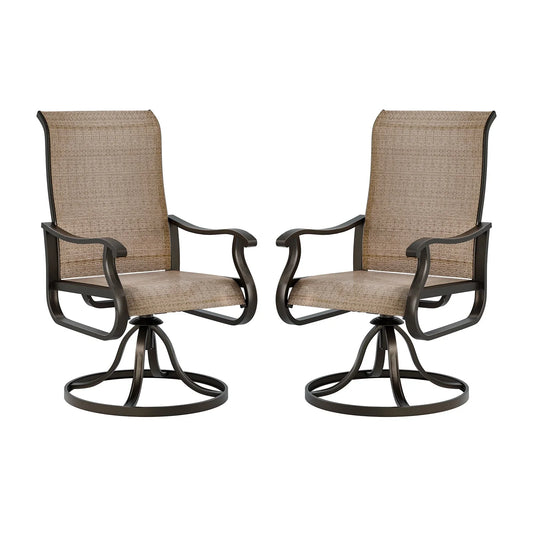 UDPATIO High Back Outdoor Dining Chairs Set of 2, All Weather Swivel Patio Chairs, Breathable Garden Outdoor Furniture for Backyard Deck
