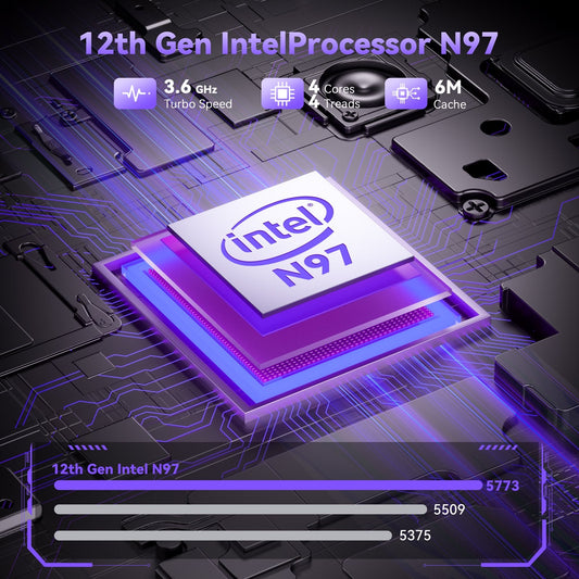 NIPOGI Laptop 15.6 FHD 16GB 512GB Intel Quad-Core 12th Alder Lake N97 with Windows 11 Pro