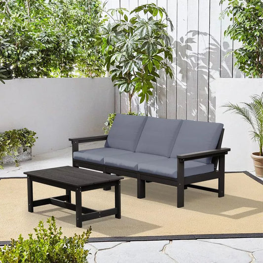 Hyleory HDPE Patio Coffee Table - Durable Outdoor Modern Side Table ,Weather Resistant