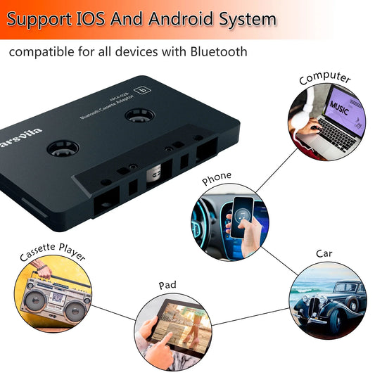 Bluetooth Cassette Player Receiver for Car, Wireless Bluetooth 5.0 Audio Cassette Adapter for Old Car Tape Player, Cassette Tape Bluetooth Transmitter for Vintage Cars