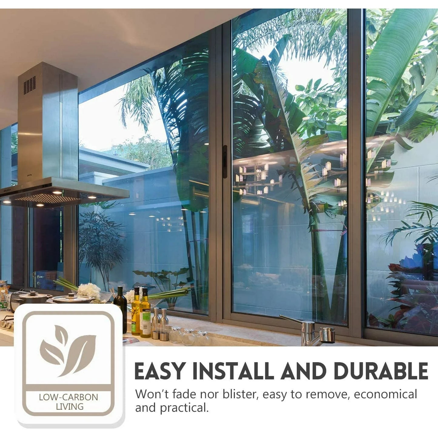 BSHAPPLUS 79x18 inch One Way Window Privacy Film Daytime Privacy Window Tint for Home,UV Blocking Reflective Heat Control Glass Films Non-Adhesive Mirror Window Clings,Black