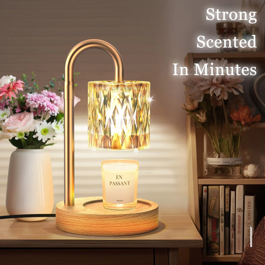 Candle Warmer Lamp with Timer and Adjustable Height, Vintage Home Bedroom Decor, Gifts for Mothers, and Housewarming Gifts, Electric Wax Melt Warmer Lamp with 2 Bulbs (Gold)