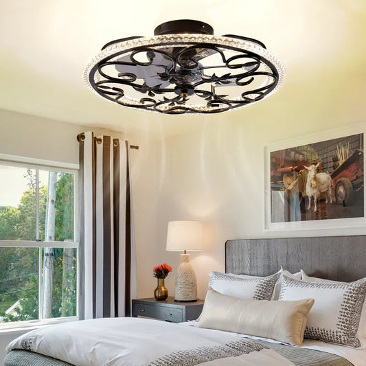 HBEZON 20 Flush Mount Ceiling Fan with Lights and Remote, 3 Mode Lights, 6 Speeds, Dimmer, for Bedroom, Kitchen, Dining Room