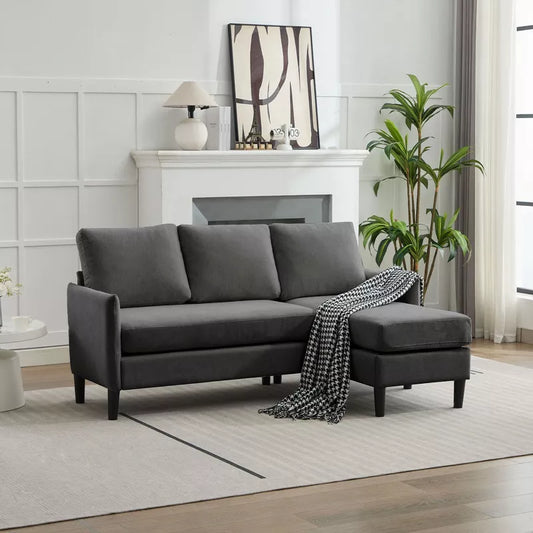 Hyleory Luxury Reversible Chaise Sectional Sofa Set linen blend Fabric, Modular Left/Right Design, Sturdy Frame for Living Room Home Theater