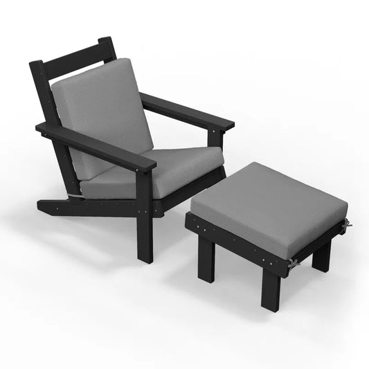 Hyleory Premium HDPE Outdoor Adirondack Chair with Ottoman and Cushion,best choice for your outdoor furniture