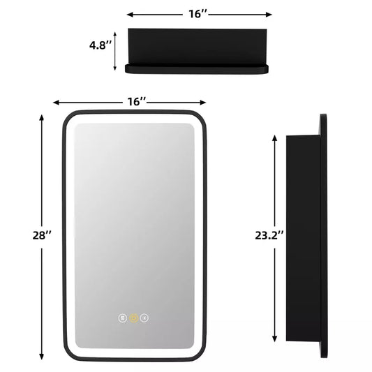 HBEZON Medicine Cabinet with Mirrors and Lights, Recess/Wall Mount Bathroom Cabinet, 3 Mode LED Lights, Anti Fog, Dimmable, Memory Function