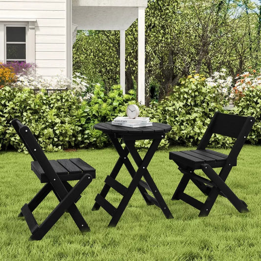 Hyleory 3 Piece Patio Bistro Set Foldable Table Chairs with Coffee Table, Lightweight for Balcony, Garden, Apartment ,Weather Resistant
