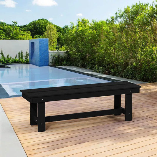 Hyleory HDPE Outdoor Patio Dining Bench Durable Weather Resistant Simple Stool