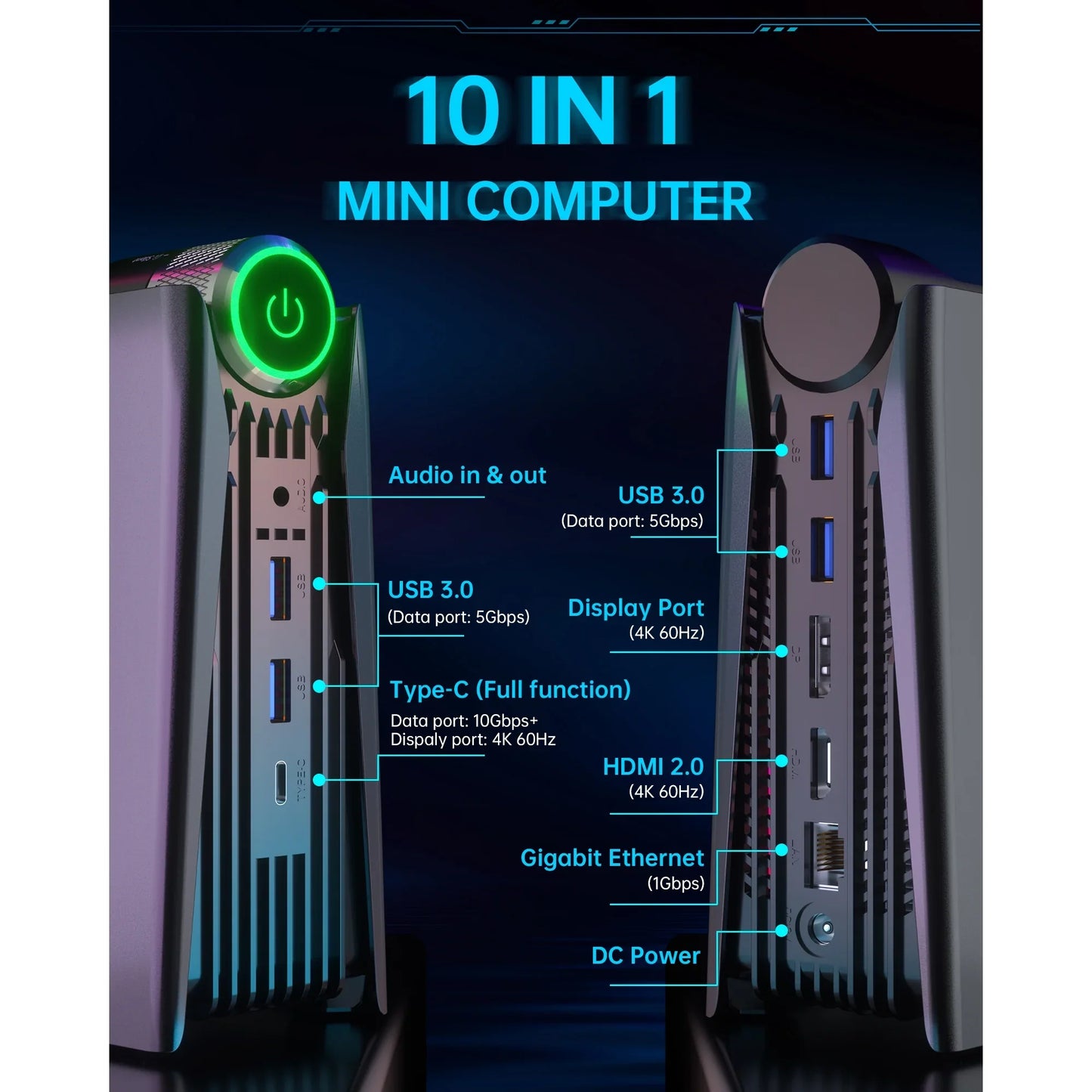 NIPOGI S3A Mini PC with AMD Ryzen 7 5700U, 16GB RAM, 512GB SSD, Windows 11 PRO
