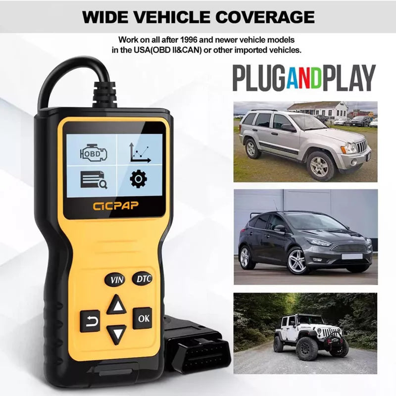 Belatt Car OBD2 Scanner Code Reader, Engine Fault Diagnostic Tool, Read/Clear Codes, Freeze Frame, I/M Readiness, Vehicle Info, Live Data, 1996+ Cars