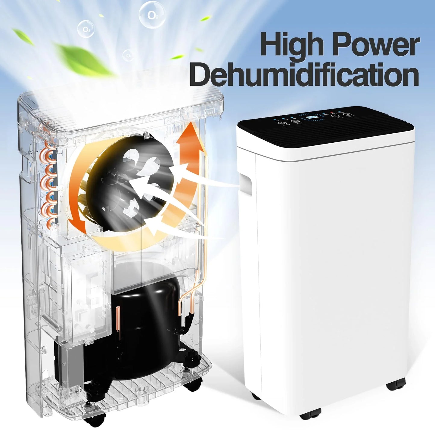 PhiloDeco 30 Pint Dehumidifier for Homes, Basements & Large Rooms (1500 sq. ft.) - Ultra Quiet, Intelligent Humidity Control, Portable with Drain and Easy-Clean Water Tank