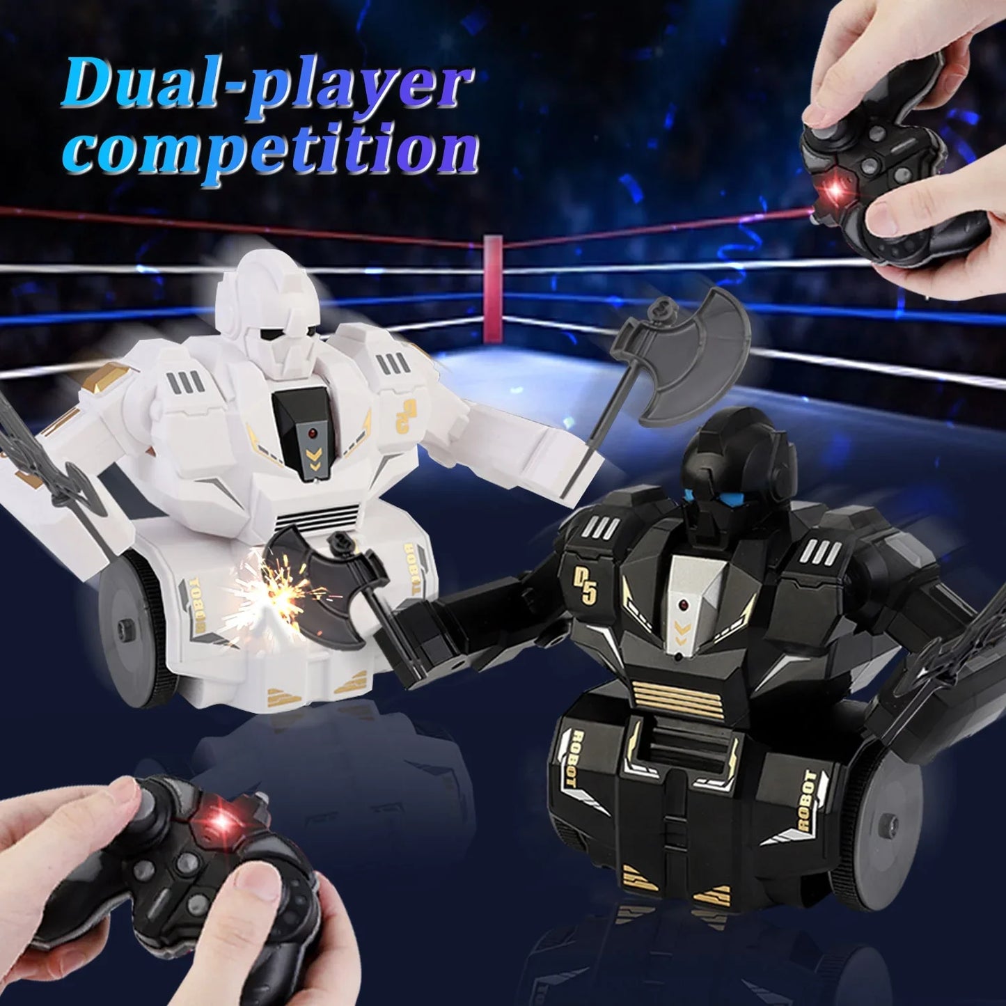 BEEPRINCESS Remote Control Robot Combat Set, 2-Player Remote Control Battle Robots Toys for Kids & Family & Parent-child, LED Lights & Sound Effects, Electronic Fighting Game with Wireless Controller
