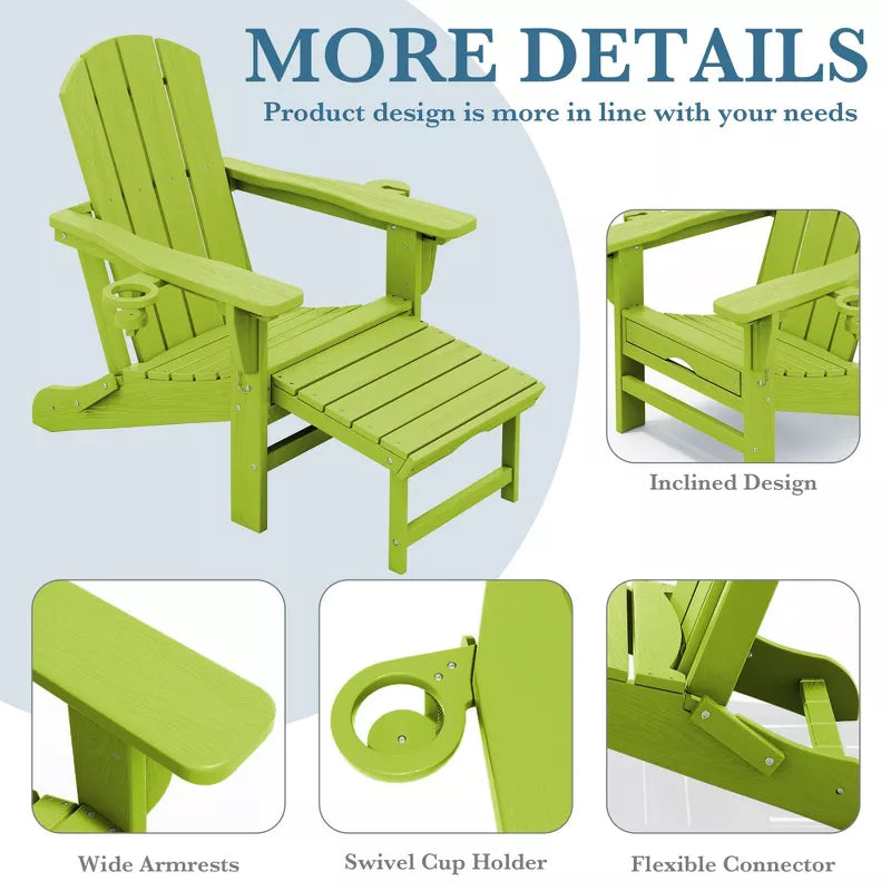 Hyleory 3-Level Adjustable Patio Accent Chair with Retractable Ottoman, Cup & Phone Holders