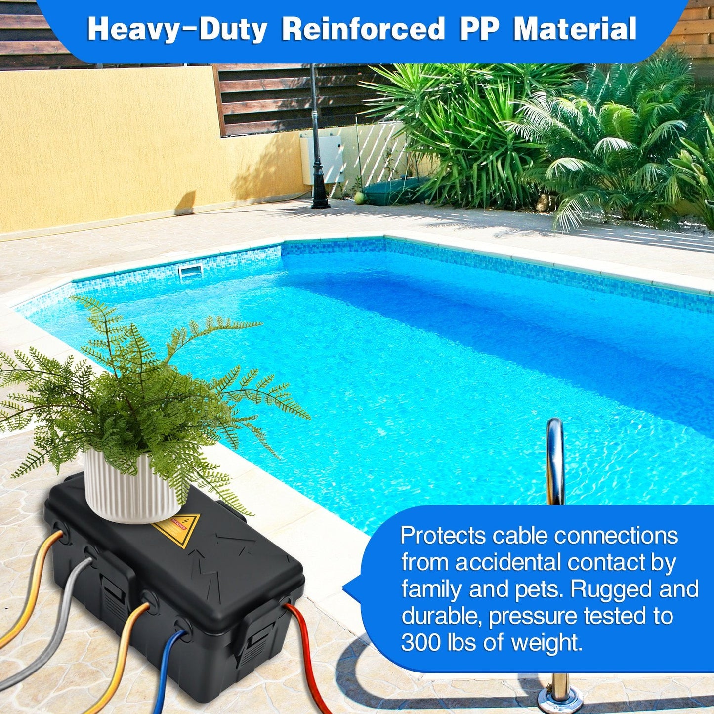 PhiloDeco Medium Outdoor Electrical Box (11.5*6.8*5 inch), IP54 Waterproof Extension Cord Cover Weatherproof, Protect Outlet, Plug, Socket, Timer, Power Strip, Holiday Light Decoration, Black