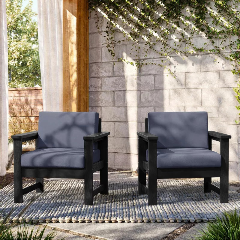 Hyleory HDPE 4-Piece Outdoor Sofa Set with Cushions, Conversation Set Including One Loveseat, Two Accent Chairs and a Coffee Table