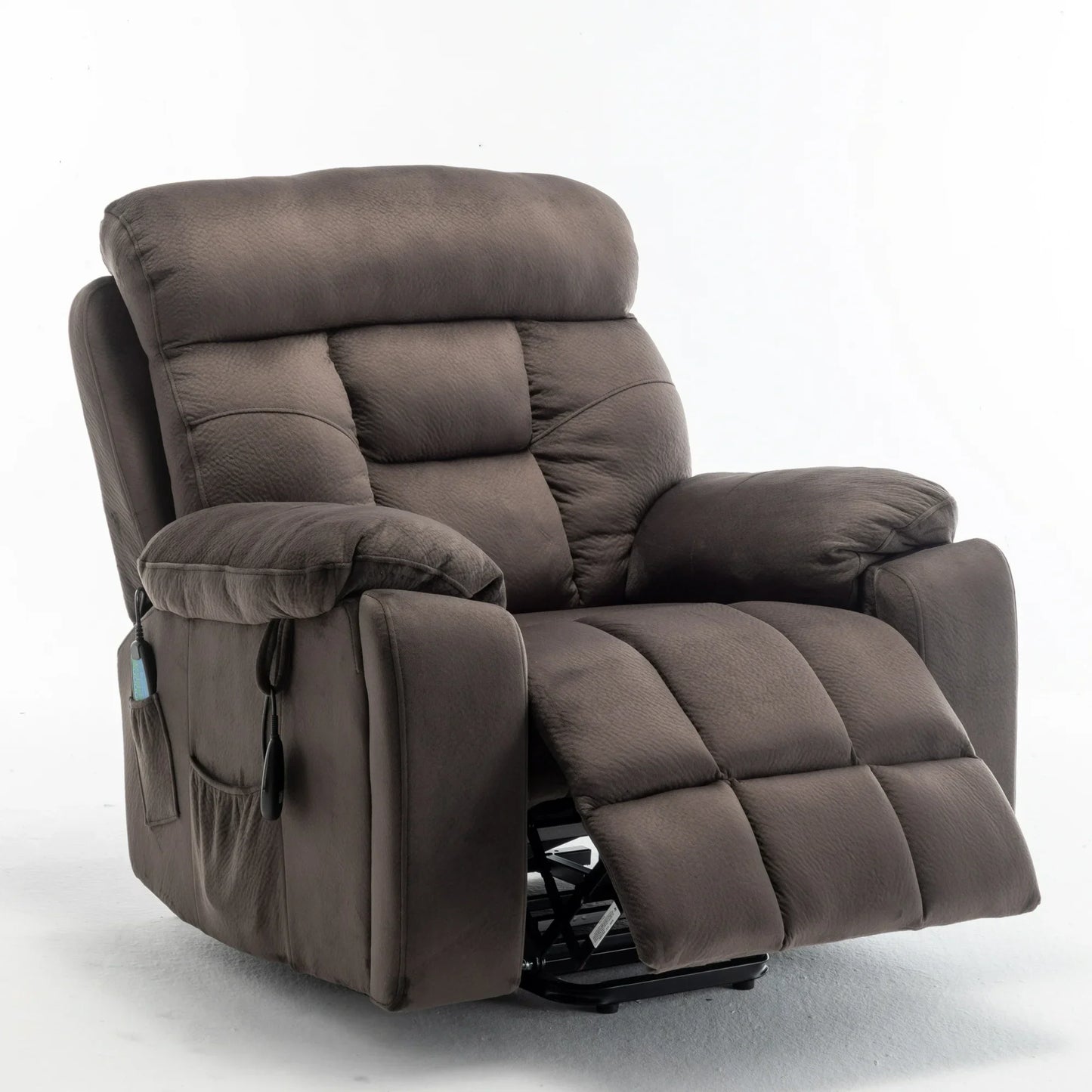 Lift Recliner Chair, 26in Wide Large Power Lift Chair Recliner for Elderly, Electric Lift Chair with Heat and Massage, Cup Holders and Side Pocket, Single Sofa Chair for Elderly, Brown