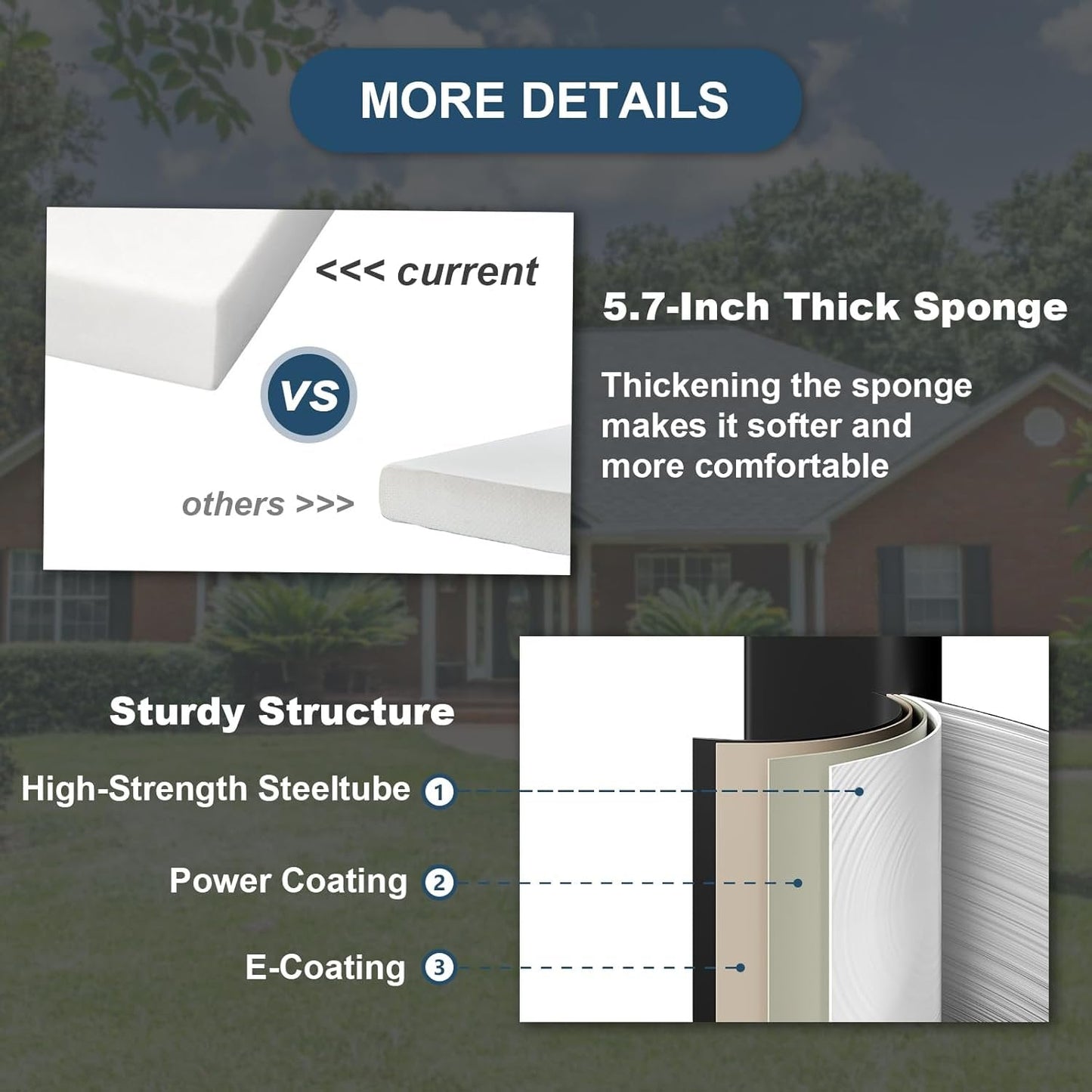UDPATIO Patio Furniture Set,Metal Patio Furniture Sets,Beige Modern Outdoor Furniture,5 Piece Outdoor Patio Furniture with 5.75" Extra Thick Cushion for Backyard,Garden(Include Waterproof Covers)