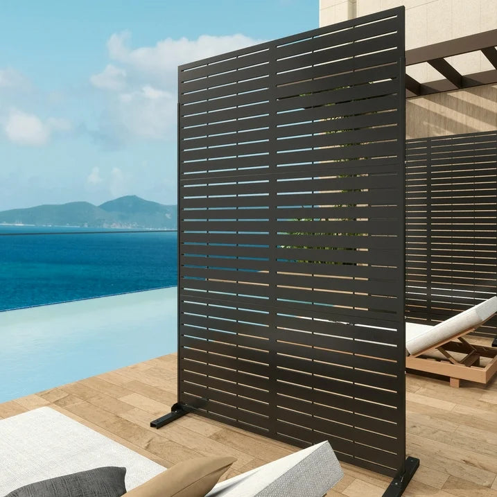 Outdoor Metal Privacy Screen Galvanized Decorative Screen, Black