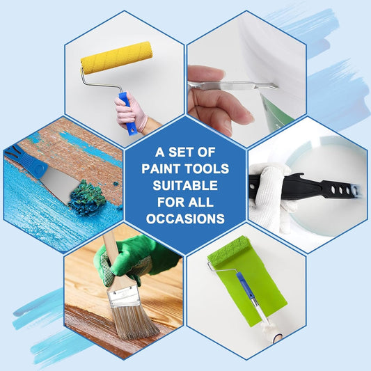 Tidymend Paint Roller Kit, 28 Pcs Paint Rollers with Extension Pole, Roller Paint Brush for Painting Walls