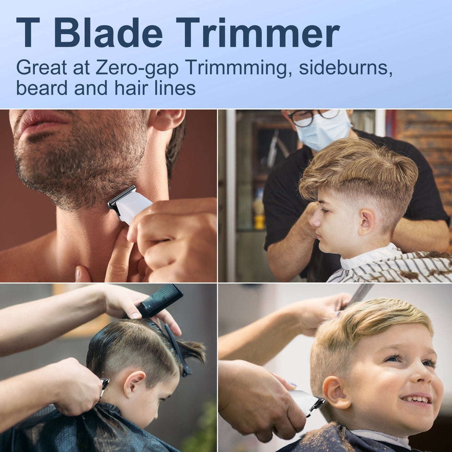 Hair Clippers, Silent Cordless Hair Trimmer, Mini Hair Cutting Kit with 3 Guide Combs for Hair, Mustache, Nose and Body, Portable, White