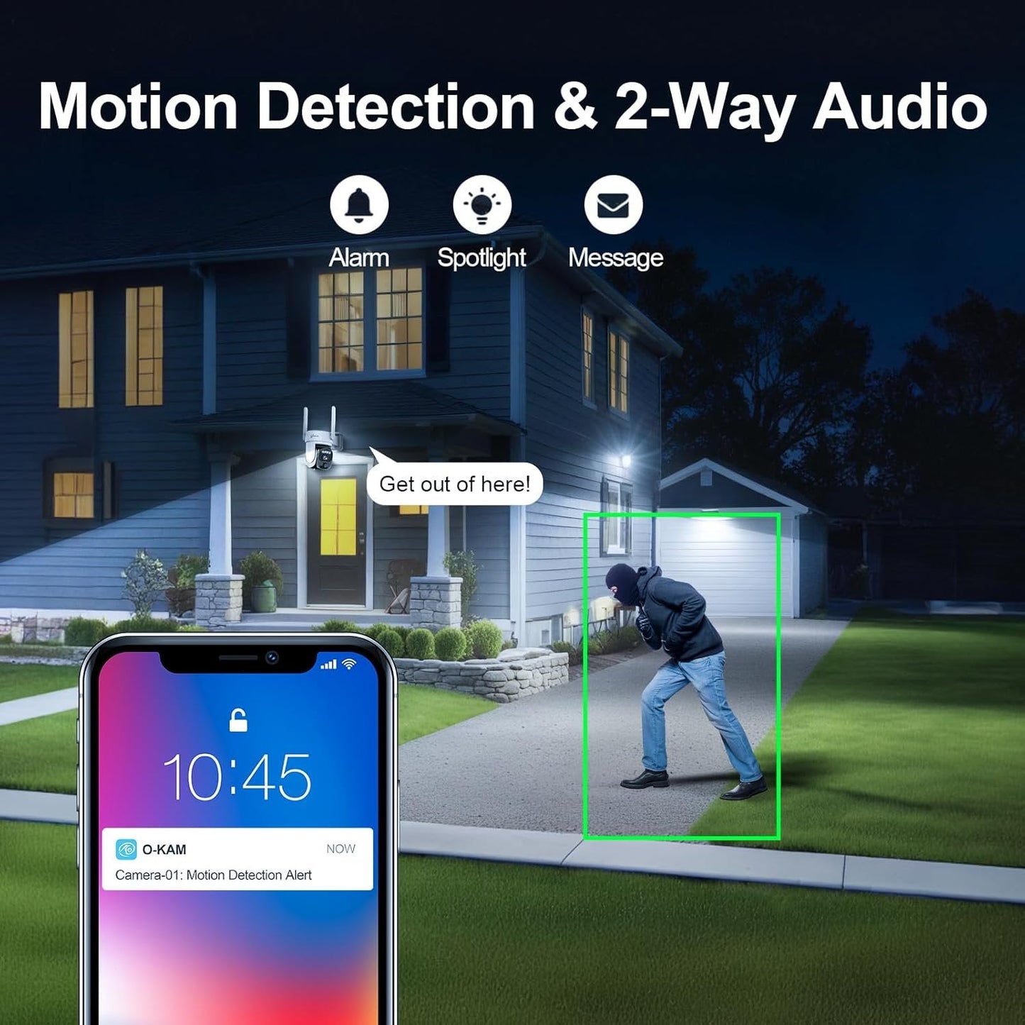 2025 Cellular Security Camera 4G LTE Wireless Outdoor with Built-in SIM Card & 64GB Micro SD Card, No Wifi Solar Security Camera with Remote Access, Motion&Siren Alerts, Auto Human Tracking, Playback