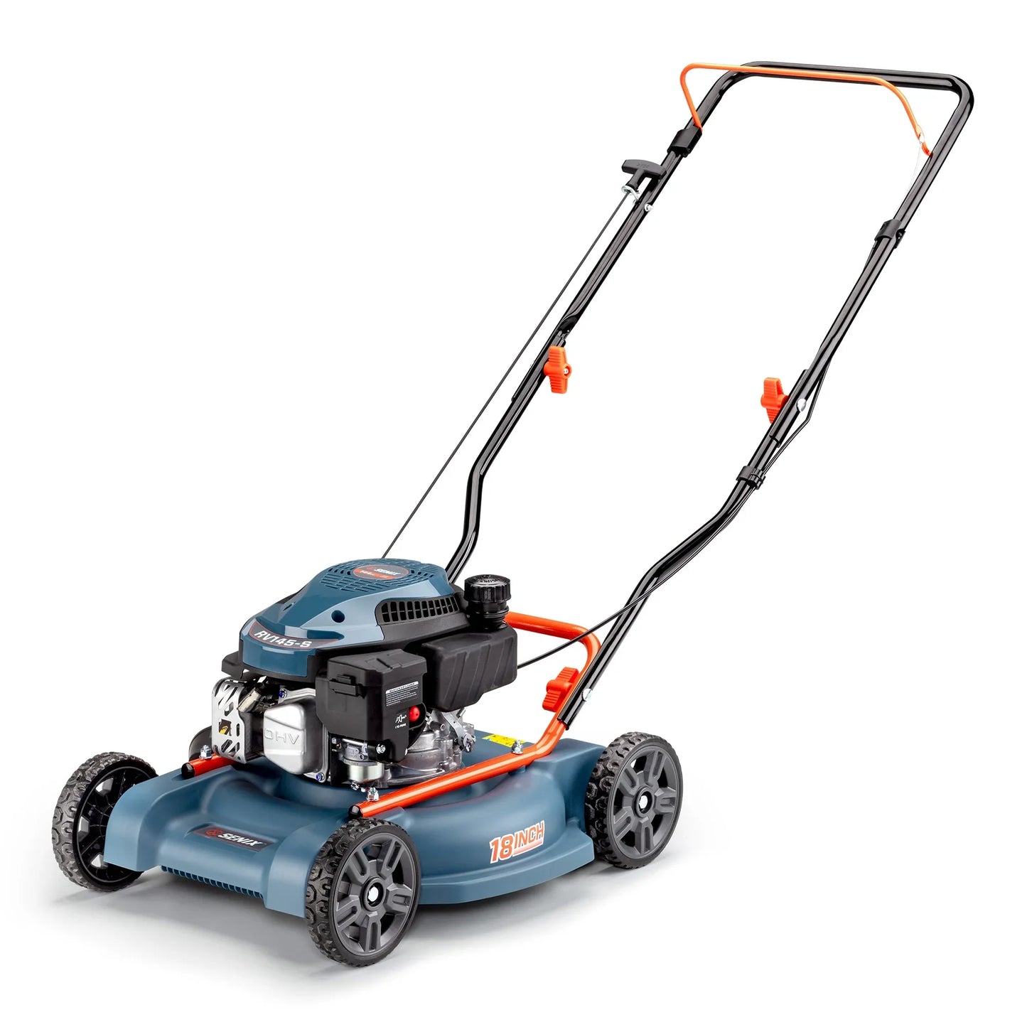SENIX Power Lawnmower, 18in, 144cc 4-Cycle Engine, Rear Wheel Drive with Side Discharge