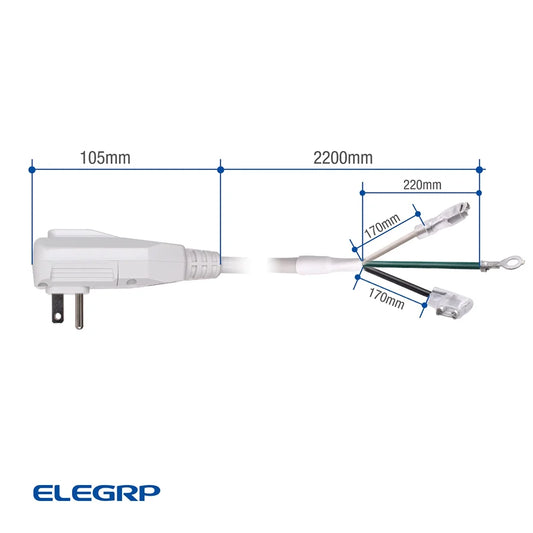 ELEGRP 0651515LY L15515 L22515 14AWG LCDI Power Cord Plug for A/C Air Conditioner, E250451 UL Certified, 7.5FT Leakage Current Detection Interrupter Replacement, 120V 15A 1800W 60Hz NEMA 5-15P, 1 Pack
