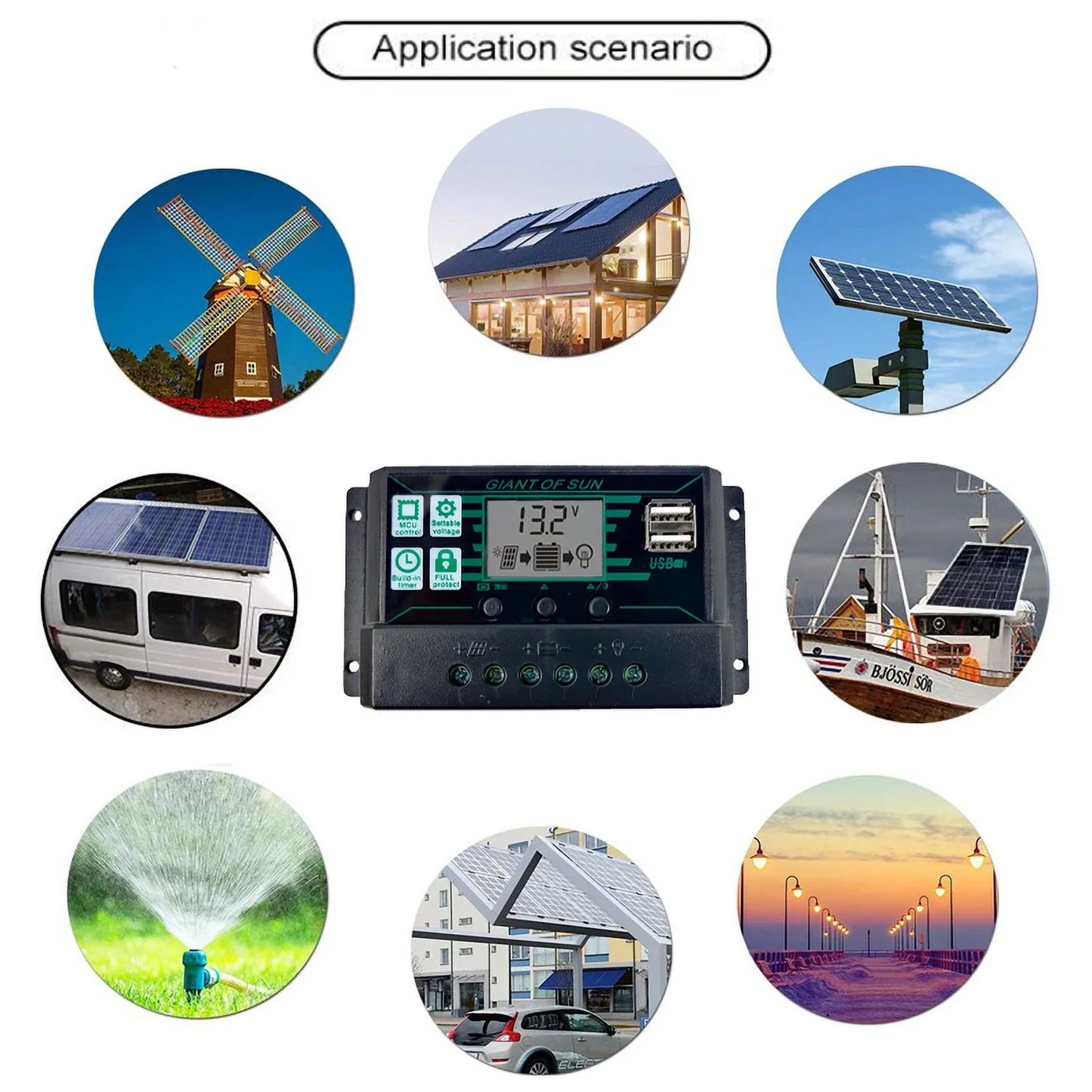 BSHAPPLUS 100A PMW Solar Panel Regulator Charge Controller Auto Focus Tracking 12V/24V