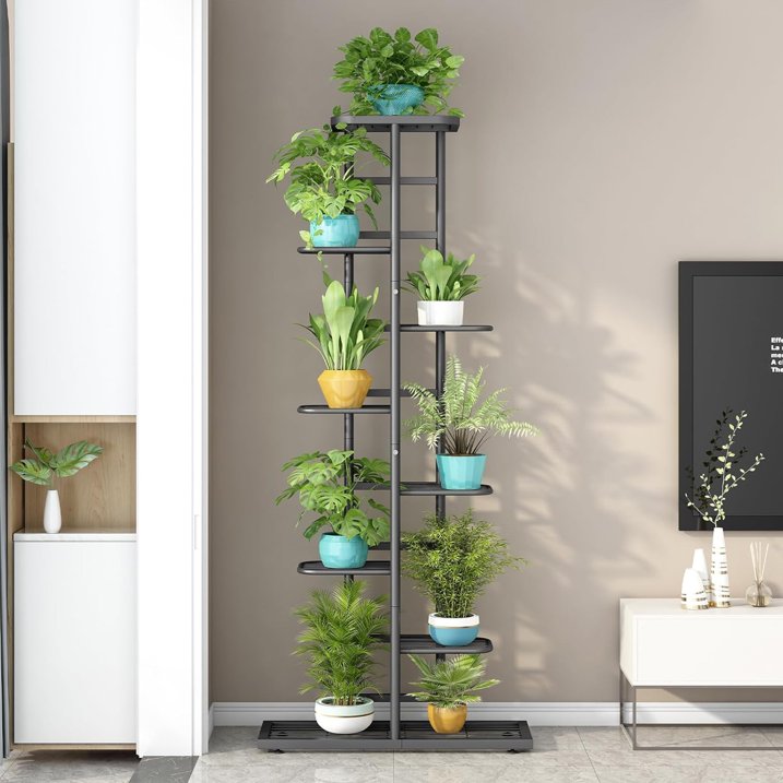 SUSUZI Metal Plant Stand Multiple Flower Pot Holder Shelf Indoor Outdoor Planter Display Shelving Unit for Patio Garden Corner Balcony Living Room