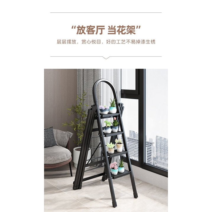 SUSUZI Multi-Purpose Ladder, 6 Step Folding Aluminium Ladder with Clothing Drying Rack, 10' Reach, 335-lb Load Capacity