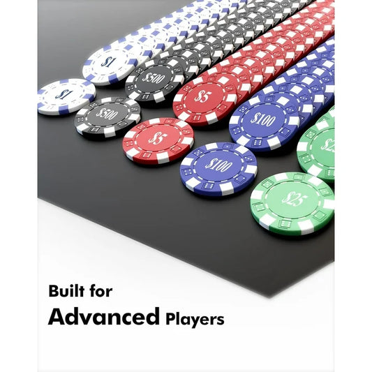 HEITOK 300PCS 11.5g Professional Poker Chip Set with Aluminum Case for Texas Hold em, Age 18+, New