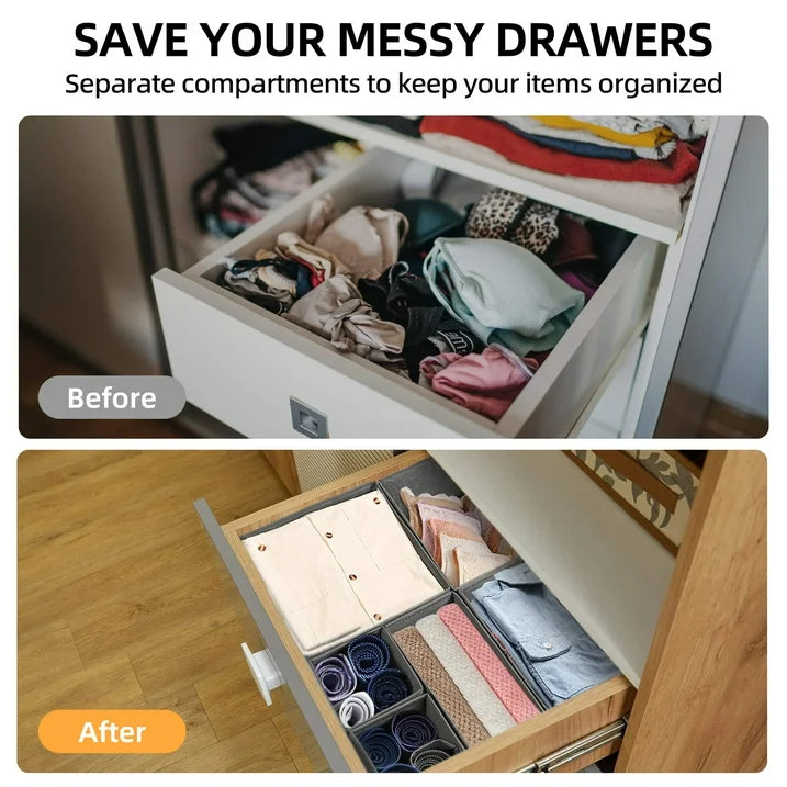 Fixdono Drawer Organizer for Clothes, Dresser Drawer Organizer, 12 Pack, Gray