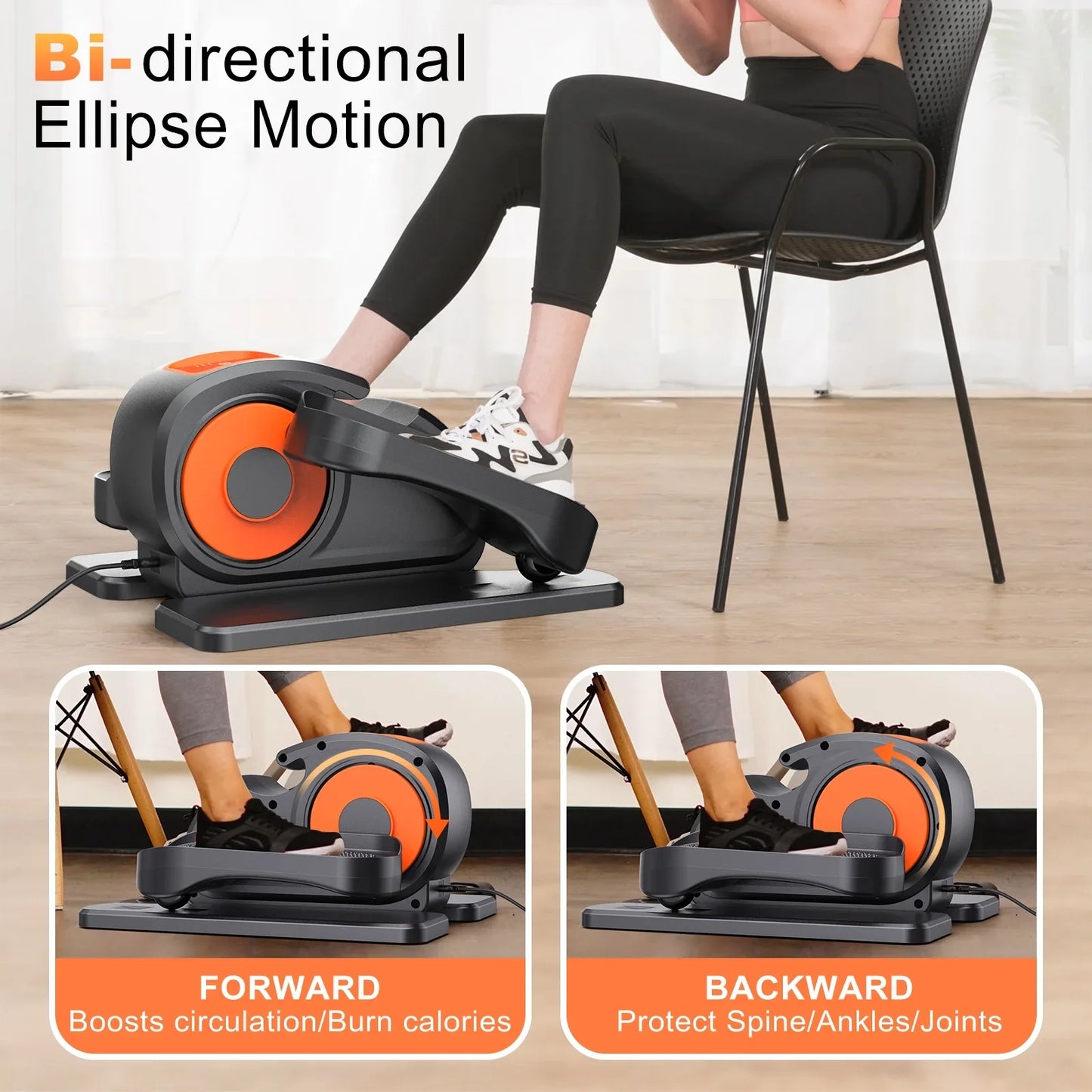 Funslim Under Desk Elliptical Machine, Leg Exerciser for Seniors Fully Assembled, Quiet & Portable Electric Seated Pedal Exerciser with Remote Control & 12 Adjustable Speeds