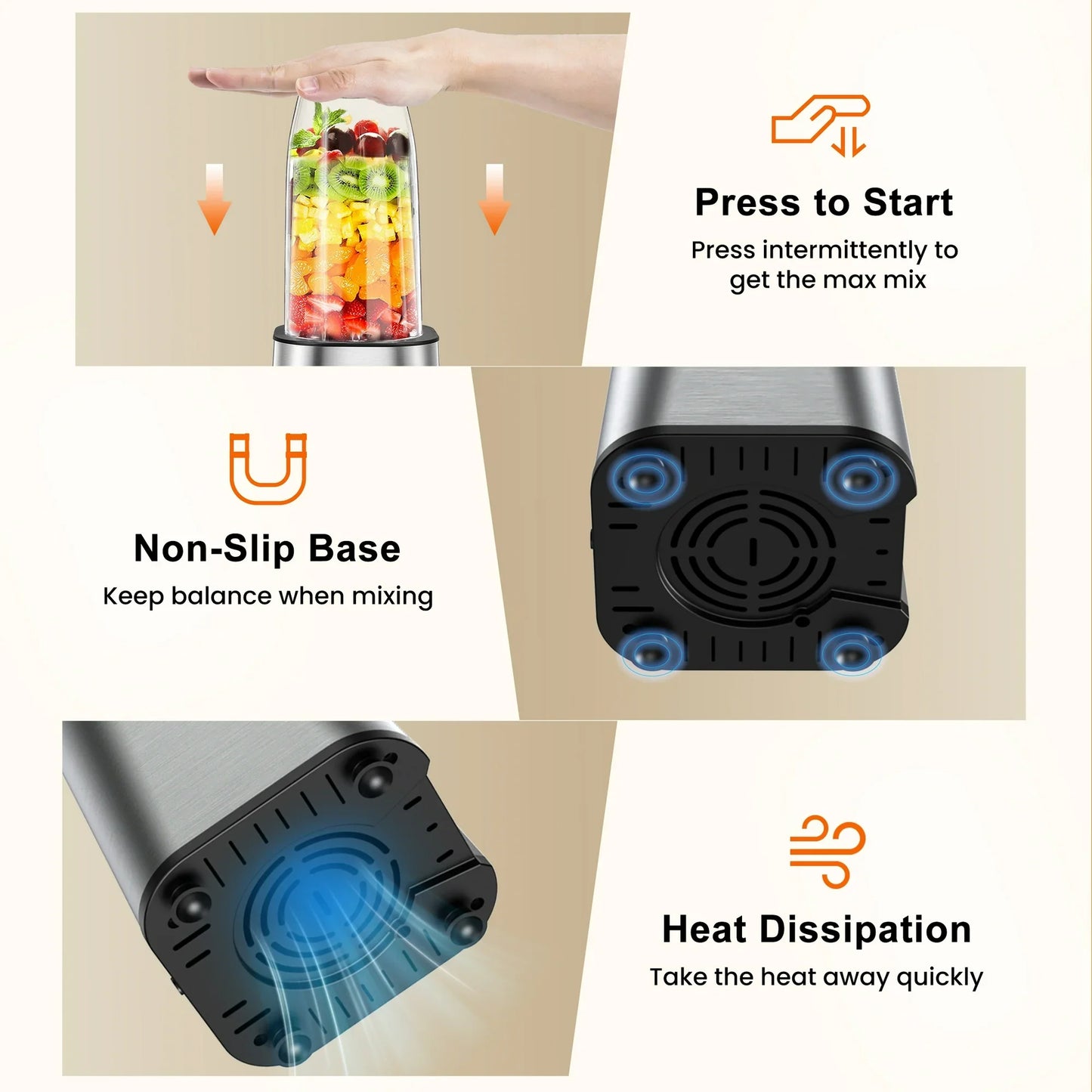 Smoothie Blender for Shakes and Smoothies, Blenders for Kitchen, Protein Drinks, Personal Blender with 2 22Oz Smoothie Cups with Lids