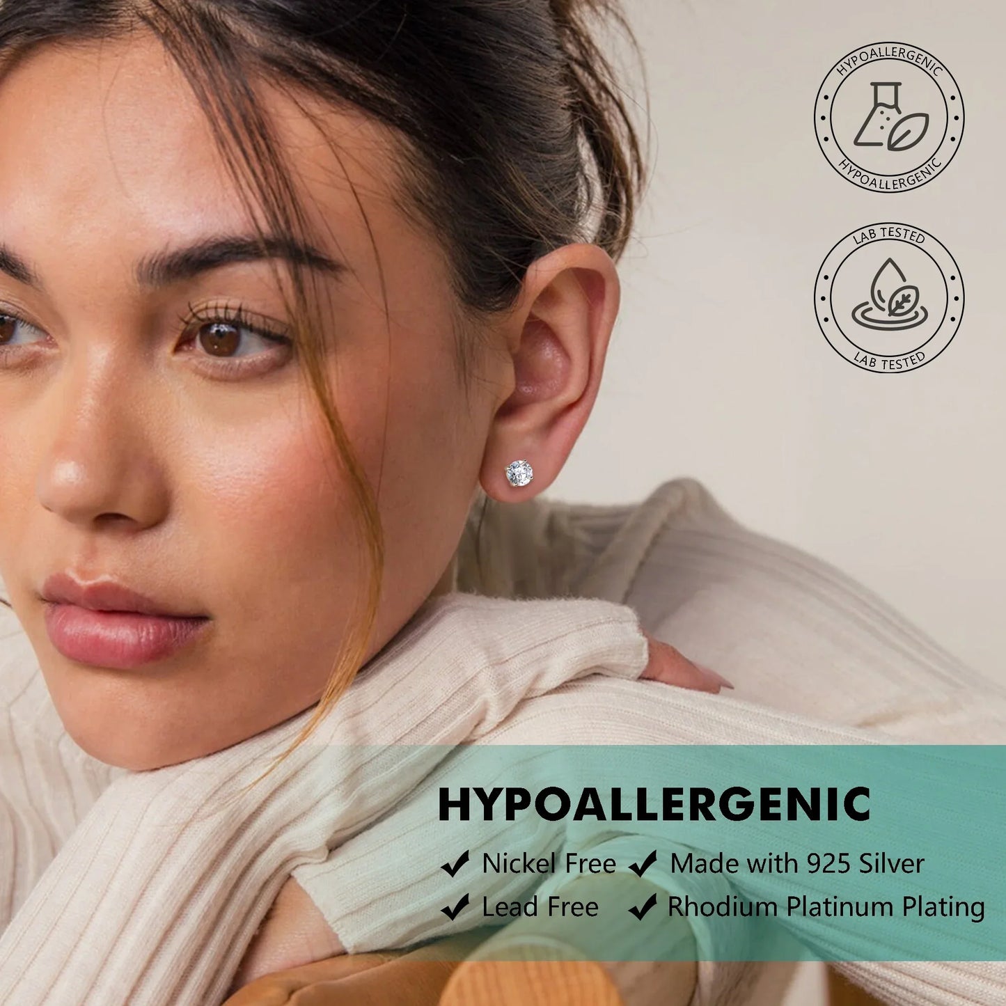 Beautlace GRA Certified Muticolored Moissanite Stud Earrings,1 Carat D VVS1 Simulated Diamond Sterling Silver Screw Back Earrings Jewelry Birthday Christmas Birthday Mother's Day Gifts for Women Mom