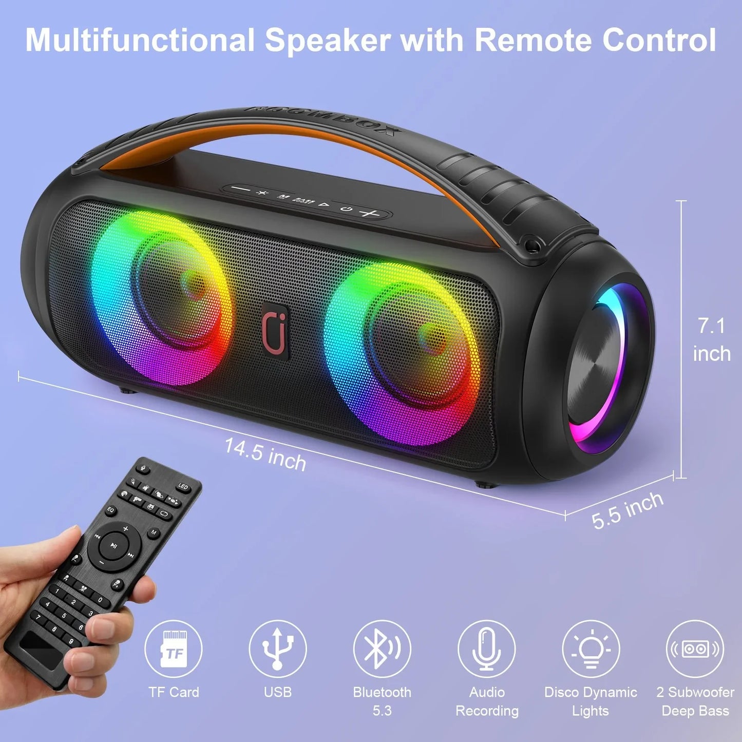 FanFun Karaoke Machine with 2 Microphones for Aldult, Waterproof Wireless Speaker with DJ Lights, Portable Bluetooth Speaker with 40W Power Dual Subwoofer for Pool Beach Party