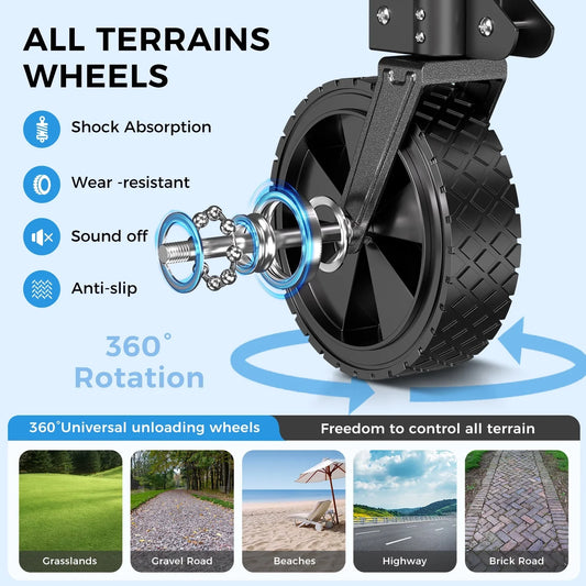 Collapsible Wagon Carts with Large Capacity, Utility Beach Wagons Heavy Duty Foldable,Side Pockets,300lb Load-Bearing Outdoor for Camping, Garden, Sports, Picnic, Shopping-Black