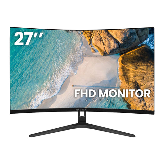 CRUA 24" 75Hz Curved Gaming Monitor - FHD 1080P Frameless Computer Monitor, AMD FreeSync, Low Motion Blur,Display&HDMI Port, Black